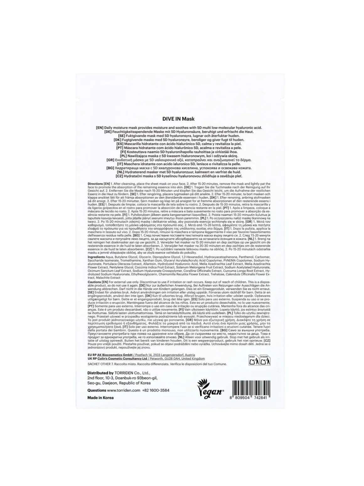 DIVE-IN Hyaluronic Acid Mask